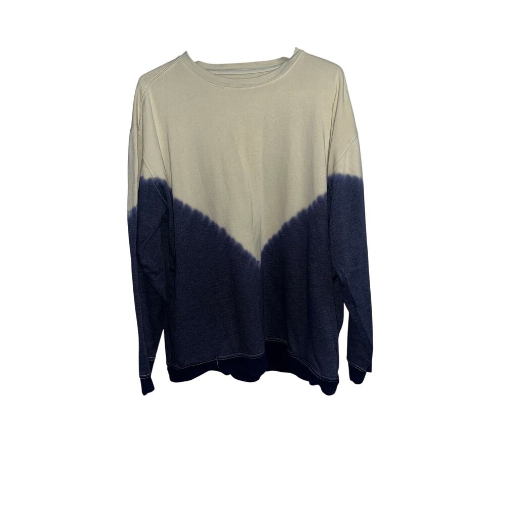 Natural Life Boho Chevron Dip Dye Fleece Sweatshirt Pullover - Size L
